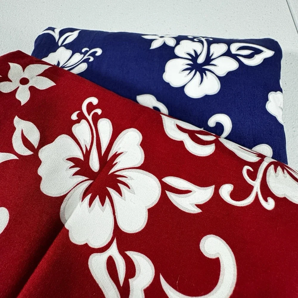 Printex Fabrics LC 80096 Hawaiian Hibiscus Fabric Remnants Red Royal Blue Floral